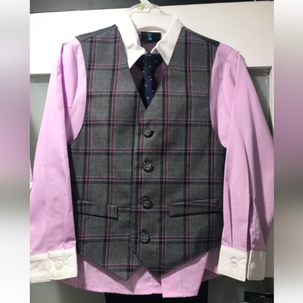 NWOT BOY'S SIZE 4T YOUNG KINGS BY STEVE HARVEY VEST/COLLAR AND TIE/NO PANTS